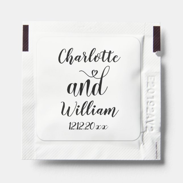 Wedding Favor Love Heart Typography Personalized Hand Sanitizer Packet (Sticker on Packet)