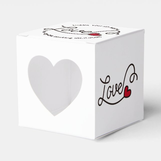 Wedding Favor Love Red Heart Typography Art Favor Boxes (Front Side)