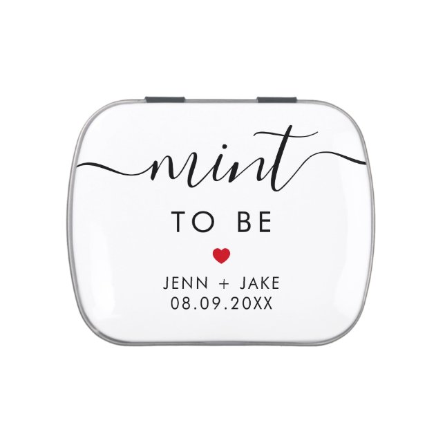 Wedding Favor Mints Candy, Red Mint to Be Candy Tin (Top)
