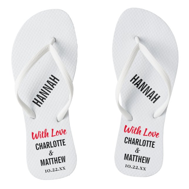 Wedding Favor Modern Typography Flip Flops (Footbed)