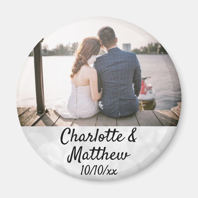 Wedding Favor Modern Typography Photo Thank You Magnet (Front)