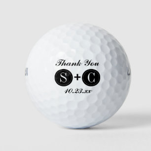 Wedding Favor Monogram Initials Thank You Golf Balls