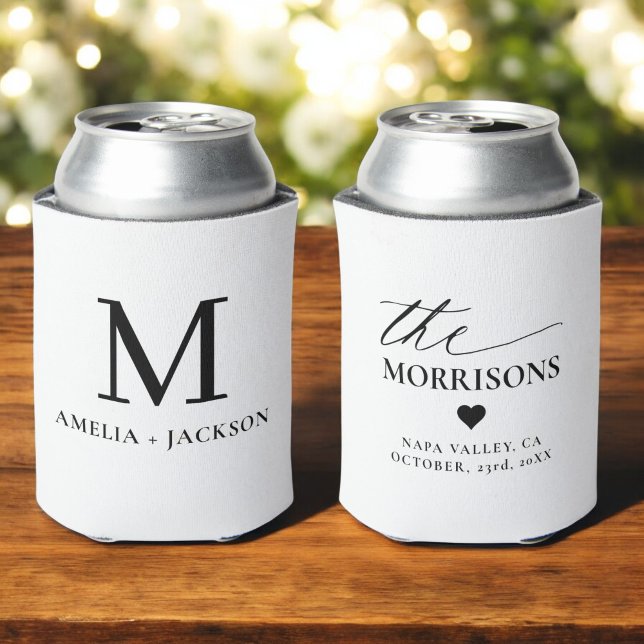 Wedding Favor Monogram Name Heart Can Cooler (Creator Uploaded)