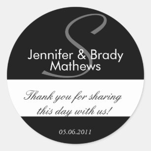 Wedding Favor Monogram S Thank You Sticker