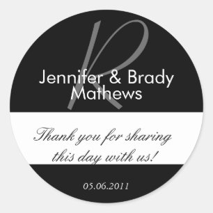Wedding Favor Monogram Thank You Sticker