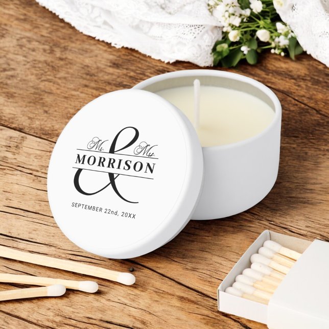 Wedding Favor Mr Mrs Black White Mini Candle Favors (Creator Uploaded)