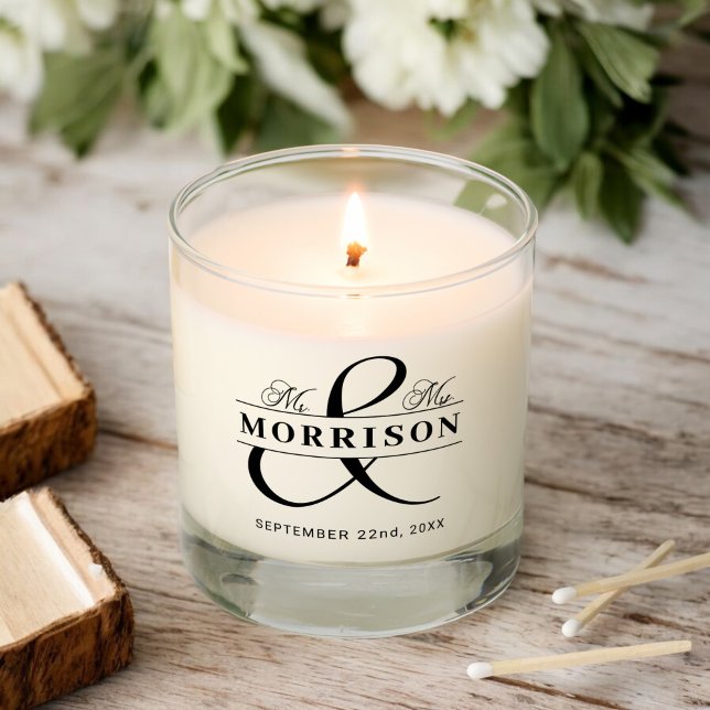 Wedding Favor Mr Mrs Black White Scented Candle (Creator Uploaded)