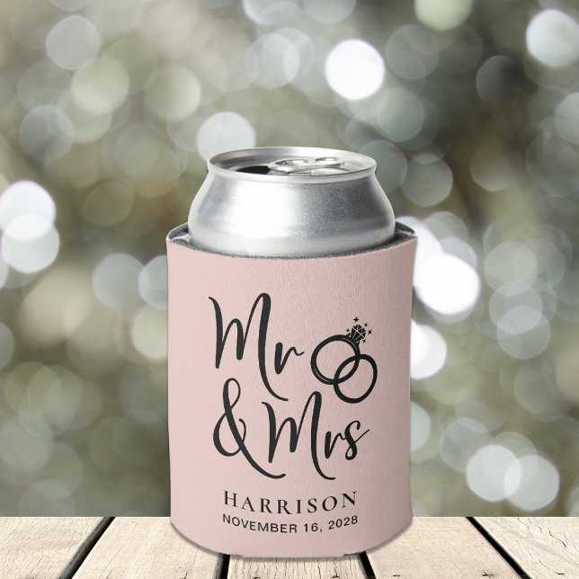 Wedding Favor Mr Mrs Blush Can Cooler (Creator Uploaded)