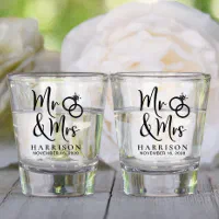 Double-Sided Shot Glass #140C - Cheers to The Mr and Mrs high quality - Wedding Gifts, Wedding Favors, Bridal Favors, Wedding Shot Glasses, Weddig Favor