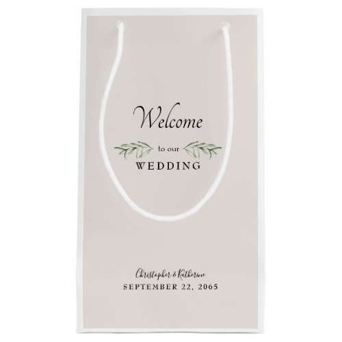 Wedding Favor Names  Date Cream Small Gift Bag