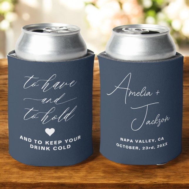 Wedding Favor Navy Blue To Have and To Hold Can Cooler (Creator Uploaded)