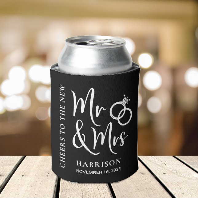 Wedding Favor New Mr Mrs Black Can Cooler (Creator Uploaded)