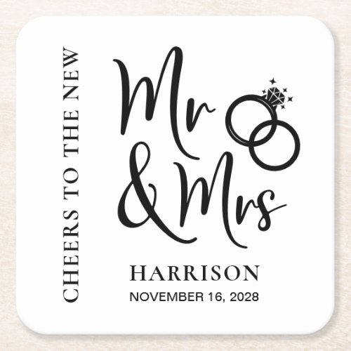 Wedding Favor New Mr Mrs Square Paper Coaster