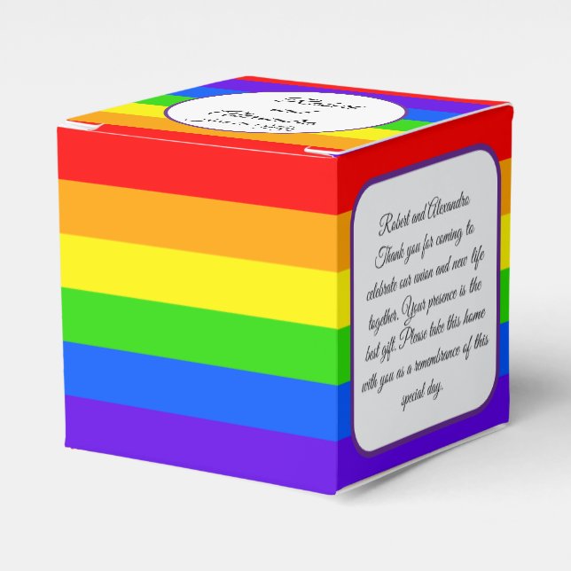 Wedding Favor - Personalizable Rainbow Design Boxes (Front Side)