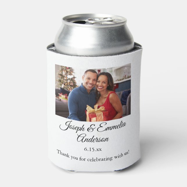 Wedding Favor Photo Can Cooler Couple Photo, Names (Can Front)
