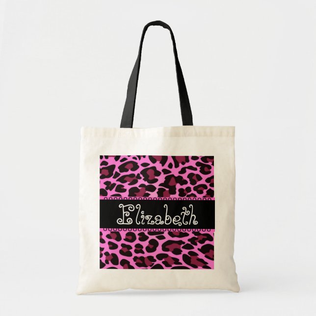 Wedding Favor Pink Black Leopard Bridesmaid Bag (Front)