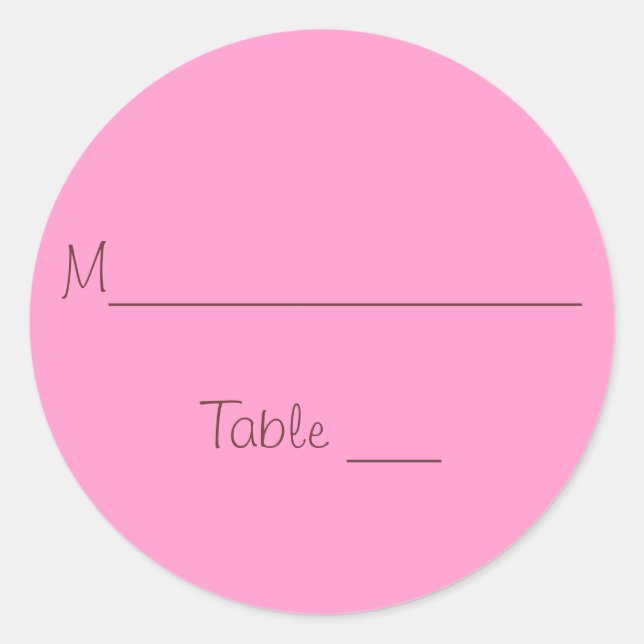 Wedding favor place card classic round sticker (Front)