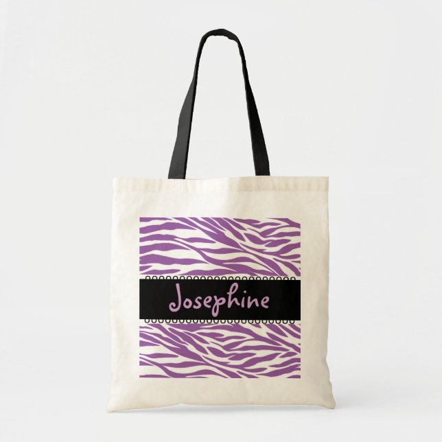 Wedding Favor Purple Black White Zebra Bride Bag (Front)