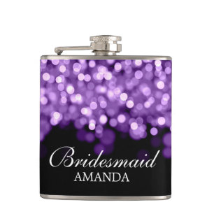 Wedding Favor Purple Lights Hip Flask