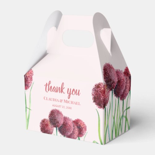 Wedding Favor Purple Pink Allium Floral Watercolor Favor Boxes