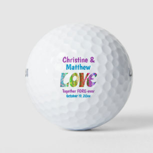 Wedding Favor Retro Vintage Colorful Love Golf Balls