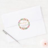 Wedding Favor Romantic Floral Decor Thank You Classic Round Sticker (Envelope)