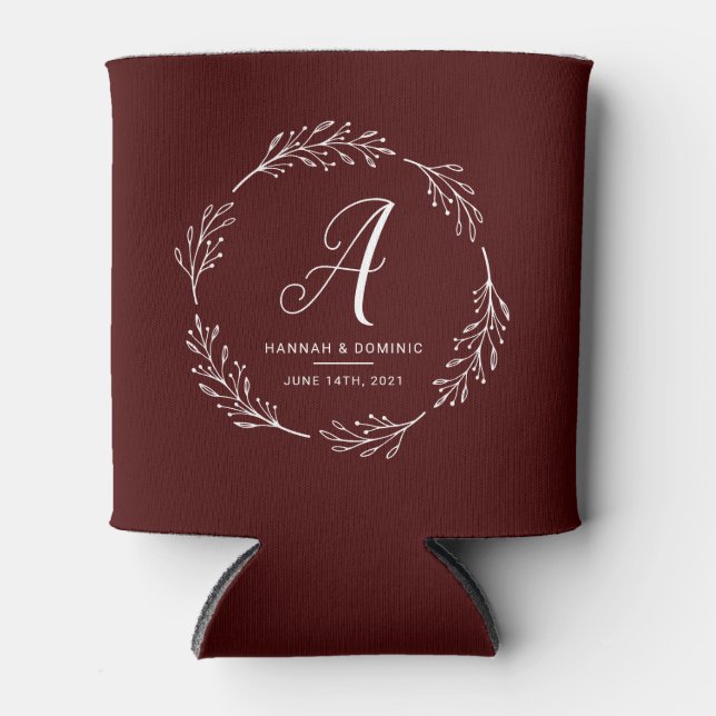 Wedding Favor Rustic Wreath Can Cooler (Front)