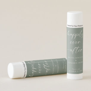 Wedding Favor Sage Green Script Personalized Lip Balm