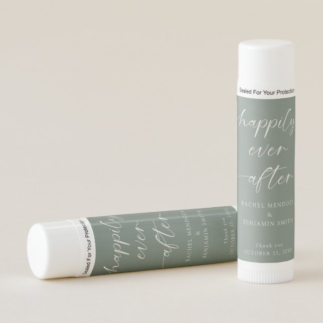 Wedding Favor Sage Green Script Personalized Lip Balm (Front)