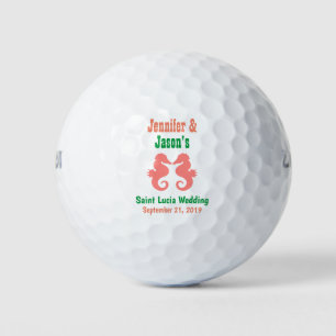 Wedding Favor Seahorse Beach Tropical Destination Golf Balls