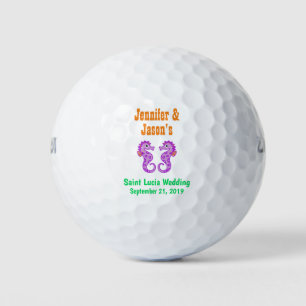 Wedding Favor Seahorse Beach Tropical Destination Golf Balls