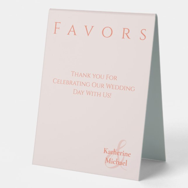 Wedding Favor Sign-Blush Table Tent (Front)
