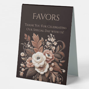 Wedding Favor Sign-Country Flowers Table Tent