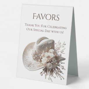 Wedding Favor Sign-Cowgirl Hat with Flowers Table Tent