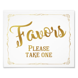 Wedding favor sign, party favor, gold, custom photo print
