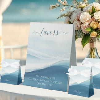 Wedding Favor Sign-Serene Blue Abstract Table Tent
