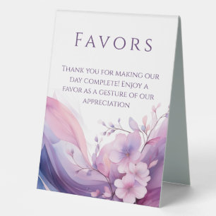 Wedding Favor Sign-Watercolor Cherry Blossoms Table Tent