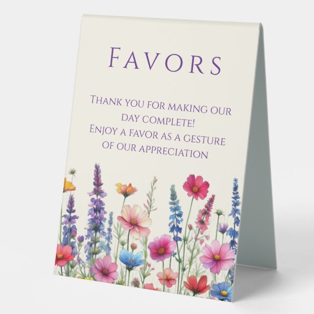 Wedding Favor Sign-Wildflower Symphony Table Tent (Front)