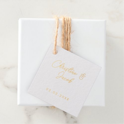 wedding favor simple elegant modern bridal party  foil favor tags