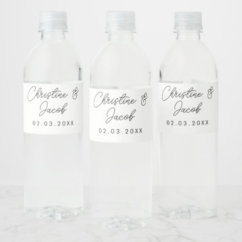 wedding favor simple elegant modern bridal party h water bottle label