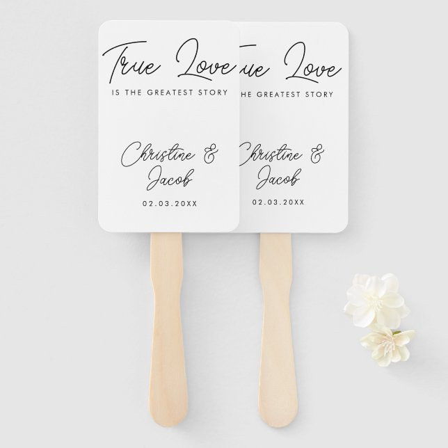 wedding favor simple elegant modern bridal party  hand fan (Front and Back)