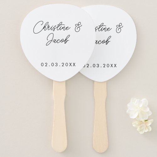 wedding favor simple elegant modern bridal party hand fan