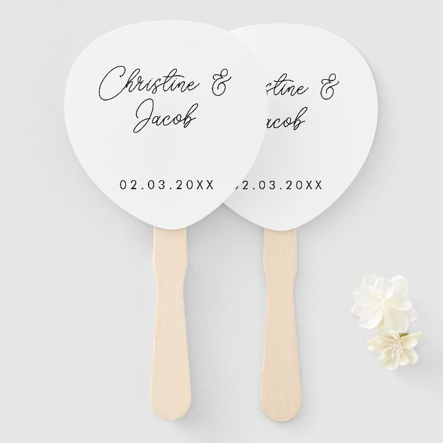 wedding favor simple elegant modern bridal party hand fan (Front and Back)