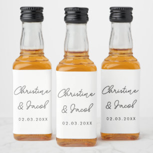 wedding favor simple elegant modern bridal party liquor bottle label