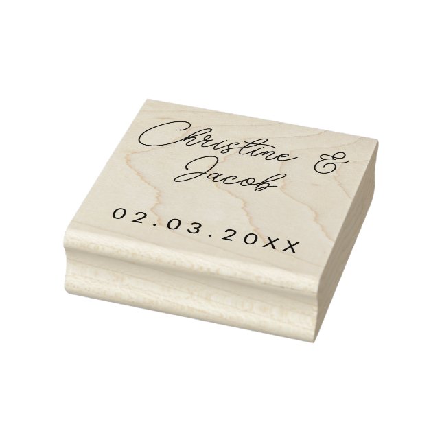 wedding favor simple elegant modern names classic  rubber stamp (Stamp)