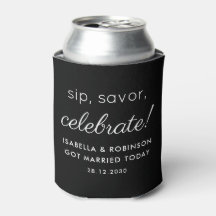 Wedding Favor Sip Savor Celebrate Black Funny