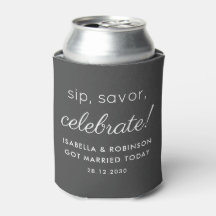 Wedding Favor Sip Savor Celebrate Dark Gray Funny