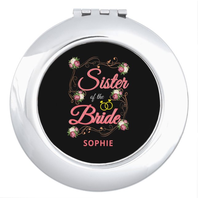 Wedding Favor Sister of the Bride Custom Compact Mirror (Front)