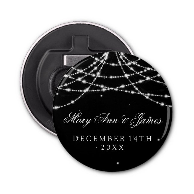 Wedding Favor Sparkling String Black Bottle Opener (Front)