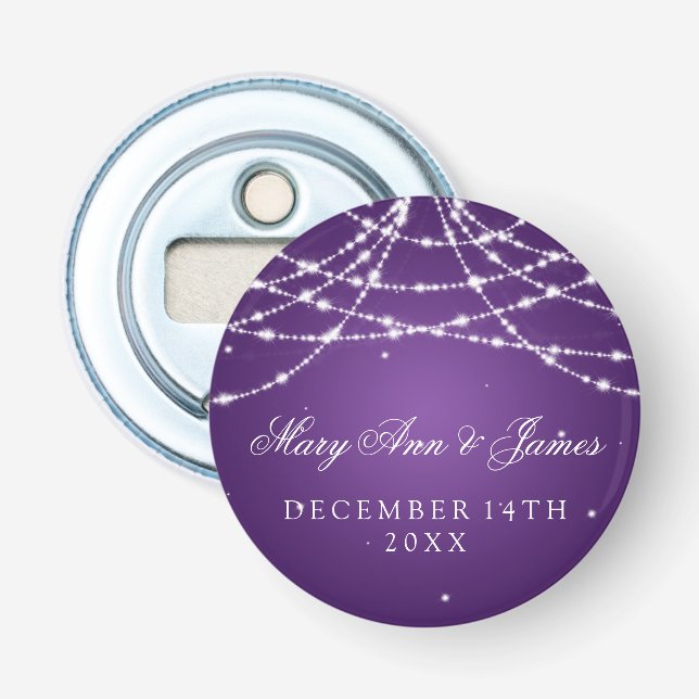 Wedding Favor Sparkling String Purple Bottle Opener (Front)
